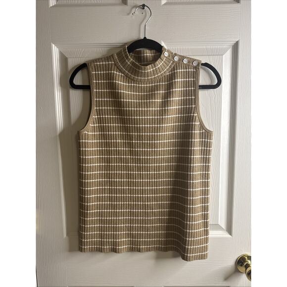 TALBOTS‎ SLEEVELESS RIBBED SWEATER - METALLIC STRIPE sz medium - Picture 1 of 6